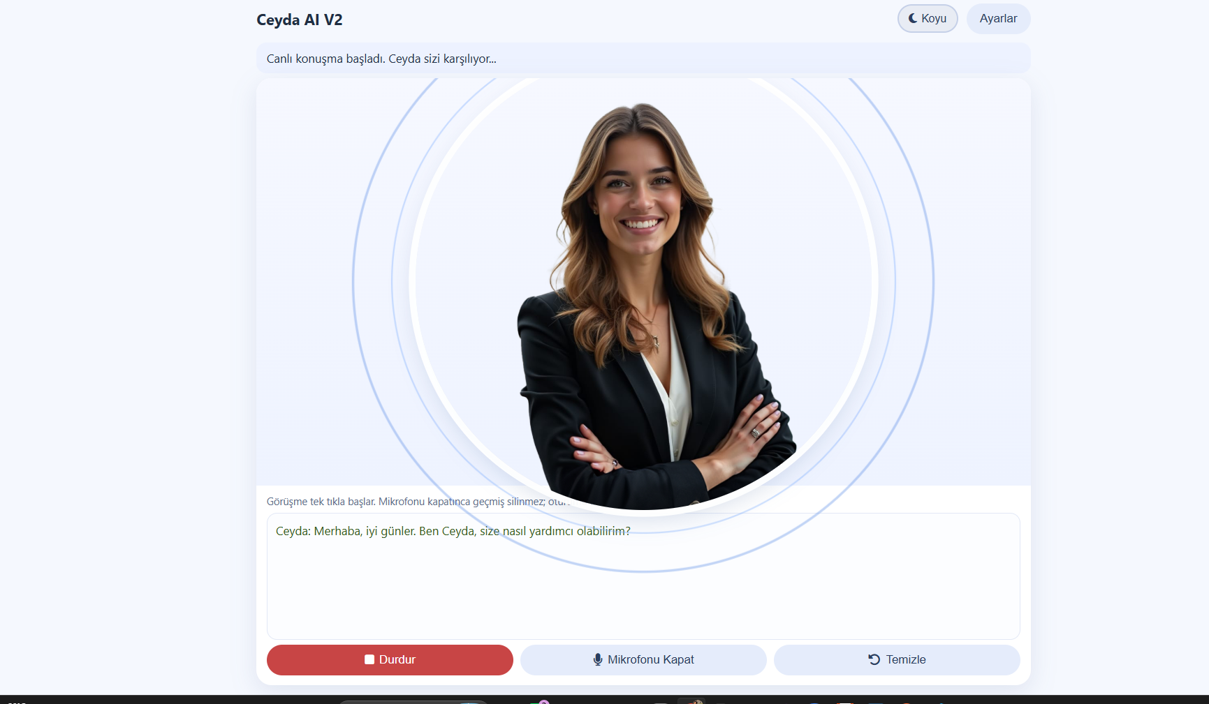 Ceyda AI canlı konuşma