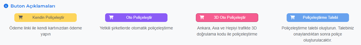 Poliçeleştirme buton açıklamaları